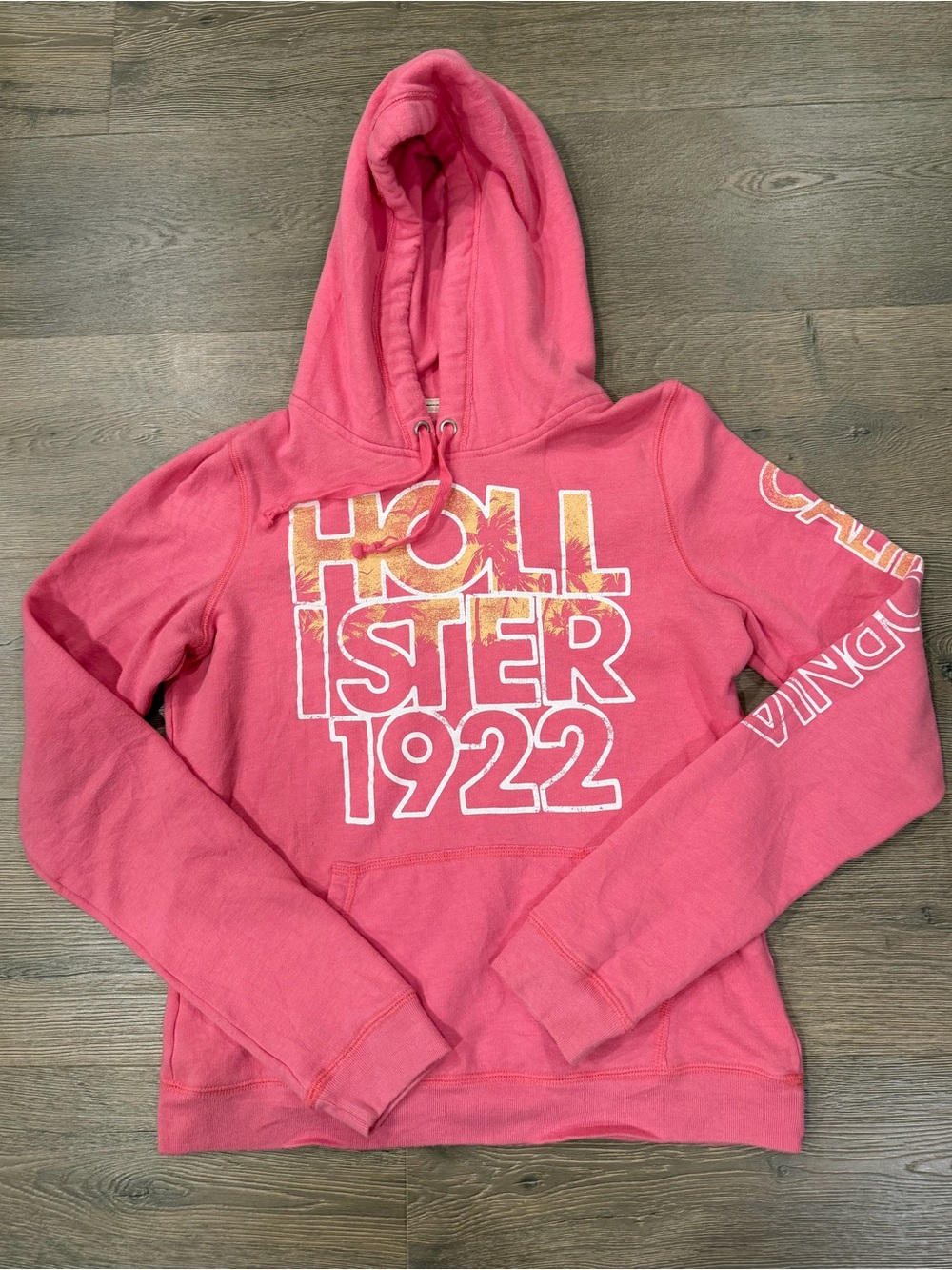 Hollister Vintage Y2K Pink Tropical Sunset Beach Graphic Hoodie
